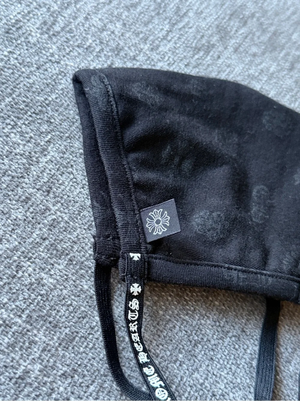 Chrome Hearts Black Cotton Face Mask with Logo Strap
